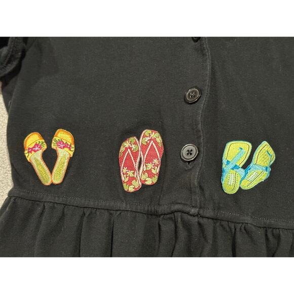 Bobbie Brooks Vintage Sz S Short Sleeve Embroidered Sandals Midi Dress Flip Flop - Picture 11 of 14
